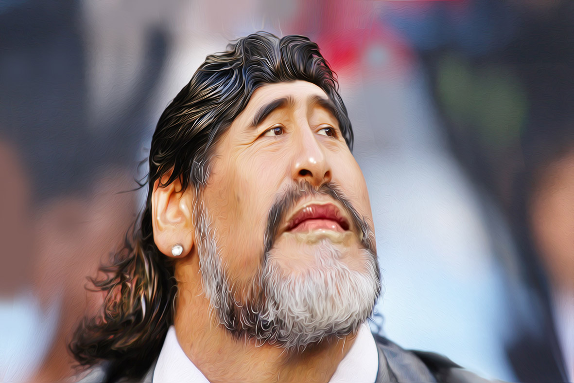 CAPE TOWN, SOUTH AFRICA - JULY 03:  Diego Maradona head coach of Argentina looks on prior to the 2010 FIFA World Cup South Africa Quarter Final match between Argentina and Germany at Green Point Stadium on July 3, 2010 in Cape Town, South Africa.  (Photo by Cameron Spencer/Getty Images) *** Local Caption *** Diego Maradona